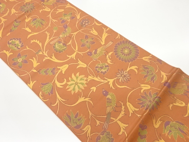 JAPANESE FUKURO OBI / WOVEN FLOWER ARABESQUE / BY ORIETSU